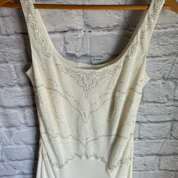 ALEX Evenings Ivory Beaded Sequin Accent Dress - Picture 3 of 13